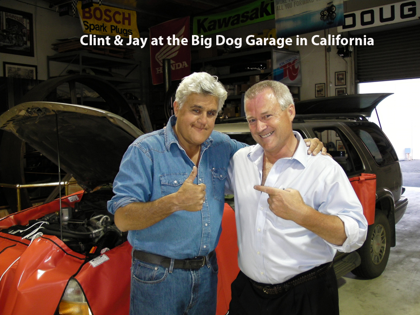 Clint Crick & Jay Leno at the Big Dog Garage